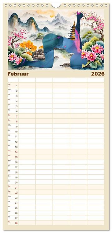 Produktbild: Familienplaner 2026 - YOGA - Harmonie von K&ouml;rper, Geist und Seele mit 5 Spalten (Wandkalender, 21 x 45 cm) CALVENDO