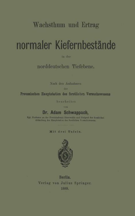 Produktbild: Wachsthum und Ertrag normaler Kiefernbest&auml;nde in der norddeutschen Tiefebene