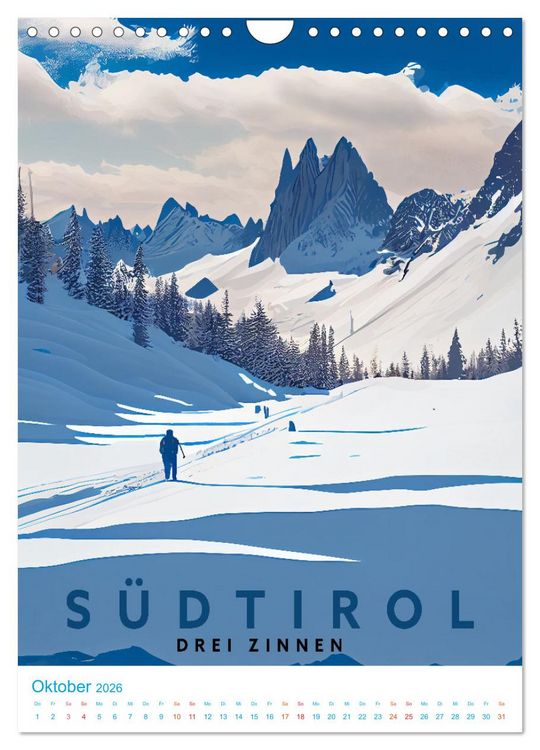 Produktbild: S&uuml;dtirol - Old School Poster Style (Wandkalender 2026 DIN A4 hoch), CALVENDO Monatskalender