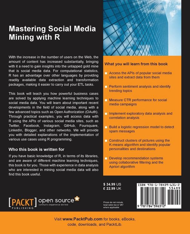 Produktbild: Mastering Social Media Mining with R