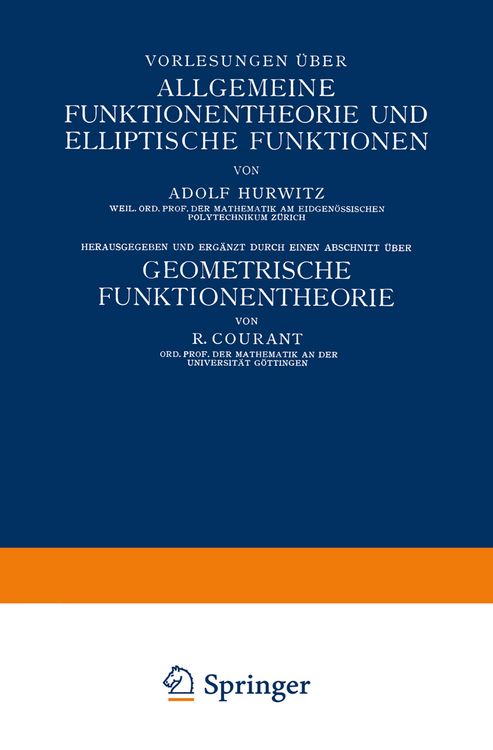 Produktbild: Vorlesungen &uuml;ber Allgemeine Funktionentheorie und Elliptische Funktionen