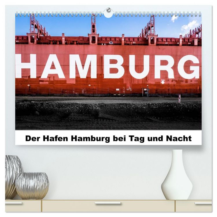 Produktbild: Der Hafen Hamburg bei Tag und Nacht (hochwertiger Premium Wandkalender 2026 DIN A2 quer), Kunstdruck in Hochglanz