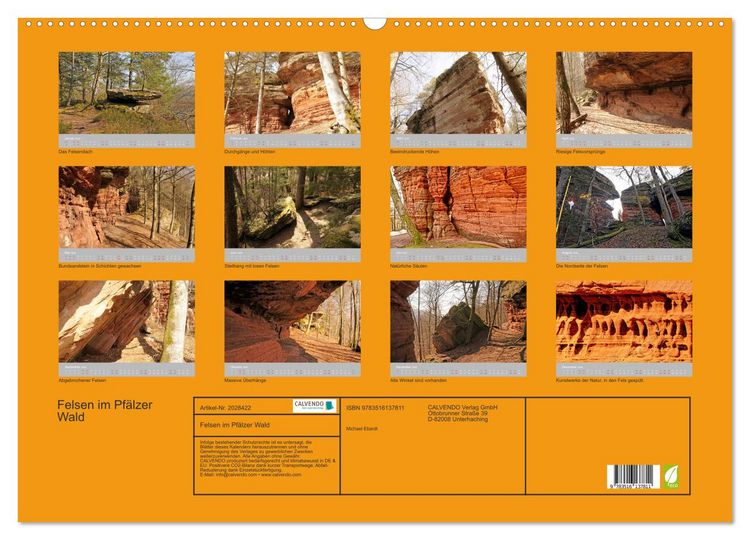 Produktbild: Felsen im Pf&auml;lzer Wald (Wandkalender 2026 DIN A2 quer), CALVENDO Monatskalender