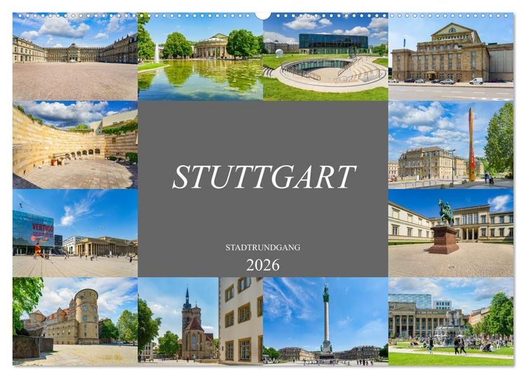 Produktbild: Stuttgart Stadtrundgang (Wandkalender 2026 DIN A2 quer), CALVENDO Monatskalender