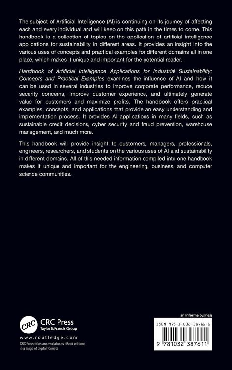 Produktbild: Handbook of Artificial Intelligence Applications for Industrial Sustainability