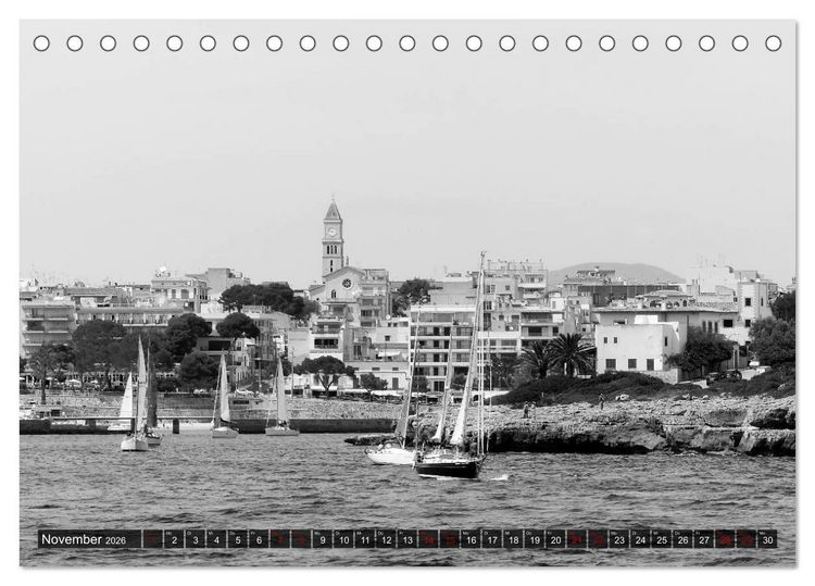 Produktbild: Mallorca monochrom (Tischkalender 2026 DIN A5 quer), CALVENDO Monatskalender
