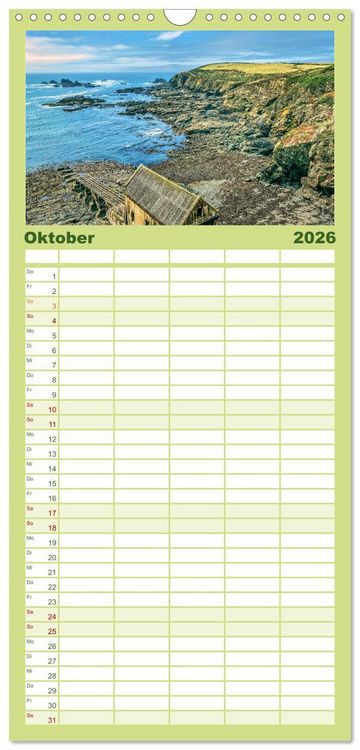 Produktbild: Familienplaner 2026 - Cornwall - Malerische Landschaften mit grandiosen K&uuml;sten mit 5 Spalten (Wandkalender, 21 x 45 cm) CALVENDO