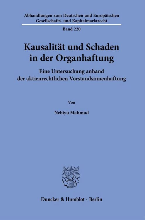 Produktbild: Kausalit&auml;t und Schaden in der Organhaftung.