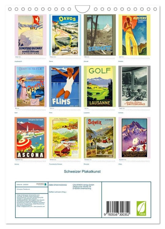 Produktbild: Schweizer Plakatkunst (Wandkalender 2026 DIN A4 hoch), CALVENDO Monatskalender