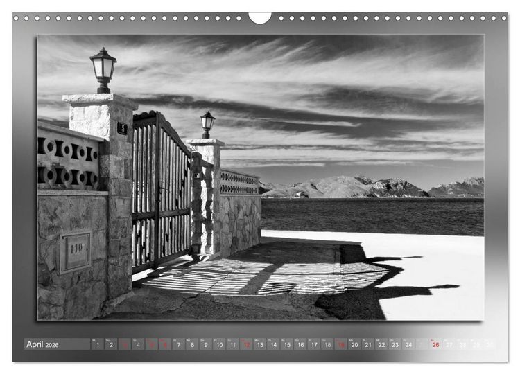 Produktbild: Mallorca Schwarz Wei&szlig; (Wandkalender 2026 DIN A3 quer), CALVENDO Monatskalender