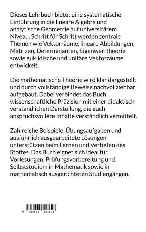 Produktbild: Lineare Algebra und Analytische Geometrie