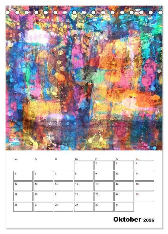 Produktbild: Ungeb&auml;ndigt frei - Abstrakte Malerei - dynamische Linien in leuchtenden Farbr&auml;umen (Tischkalender 2026 DIN A5 hoch), CALVENDO Monatskalender