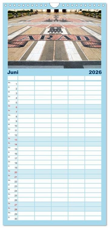Produktbild: Familienplaner 2026 - Streifz&uuml;ge durch Arad mit 5 Spalten (Wandkalender, 21 x 45 cm) CALVENDO
