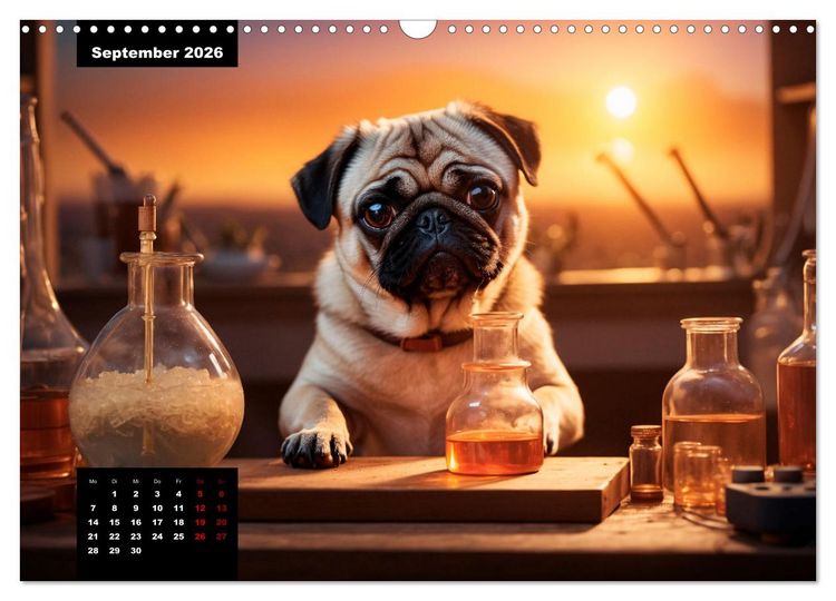 Produktbild: Mopszauber - S&uuml;&szlig;e M&ouml;pse begleiten durchs Jahr (Wandkalender 2026 DIN A3 quer), CALVENDO Monatskalender