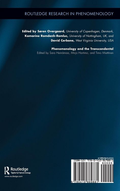Produktbild: Phenomenology and the Transcendental