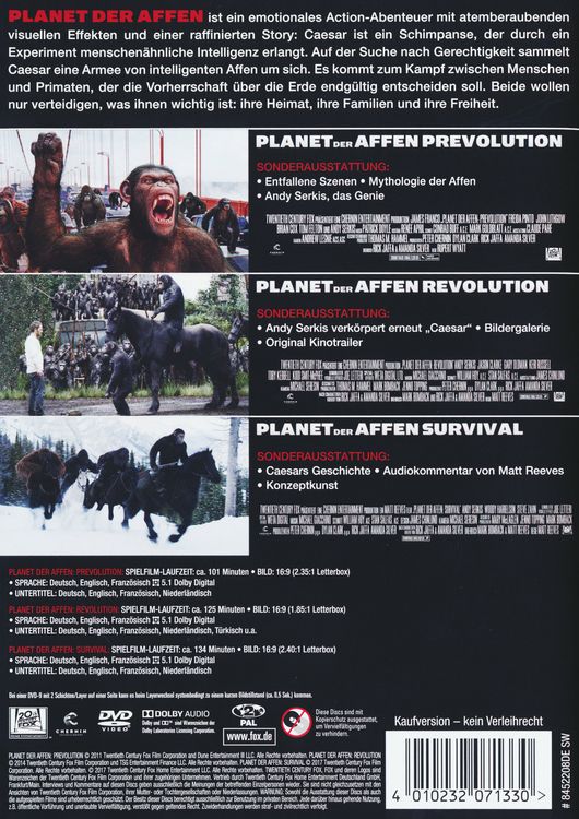 Produktbild: Planet der Affen Triologie [3 DVDs]