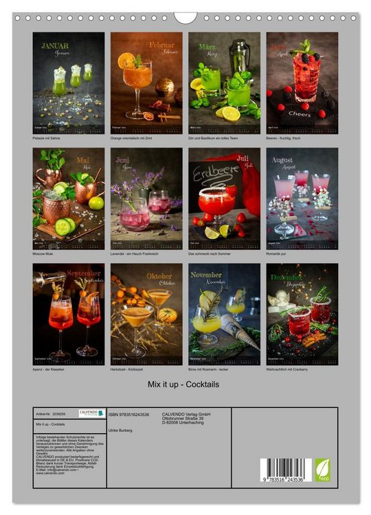 Produktbild: Mix it up - Cocktails (Wandkalender 2026 DIN A3 hoch), CALVENDO Monatskalender