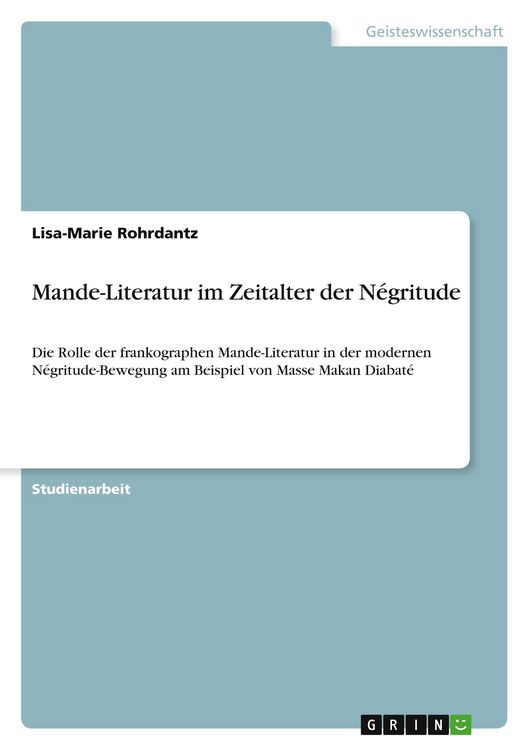 Produktbild: Mande-Literatur im Zeitalter der N&eacute;gritude