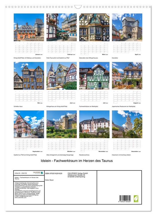 Produktbild: Idstein - Fachwerktraum im Herzen des Taunus (Wandkalender 2026 DIN A2 hoch), CALVENDO Monatskalender