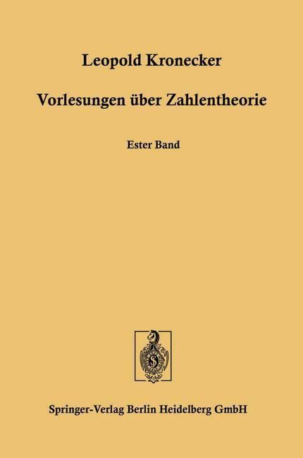 Produktbild: Vorlesungen &uuml;ber Zahlentheorie