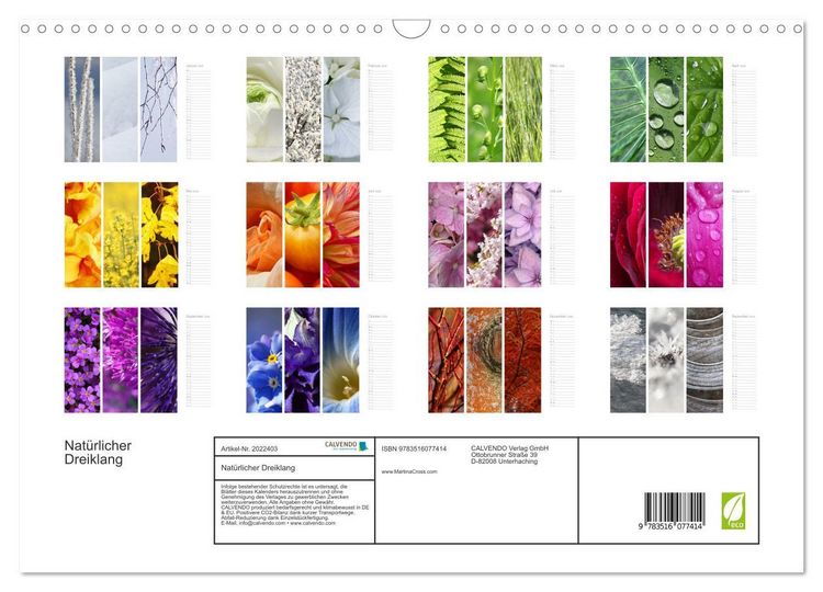 Produktbild: Nat&uuml;rlicher Dreiklang (Wandkalender 2026 DIN A3 quer), CALVENDO Monatskalender