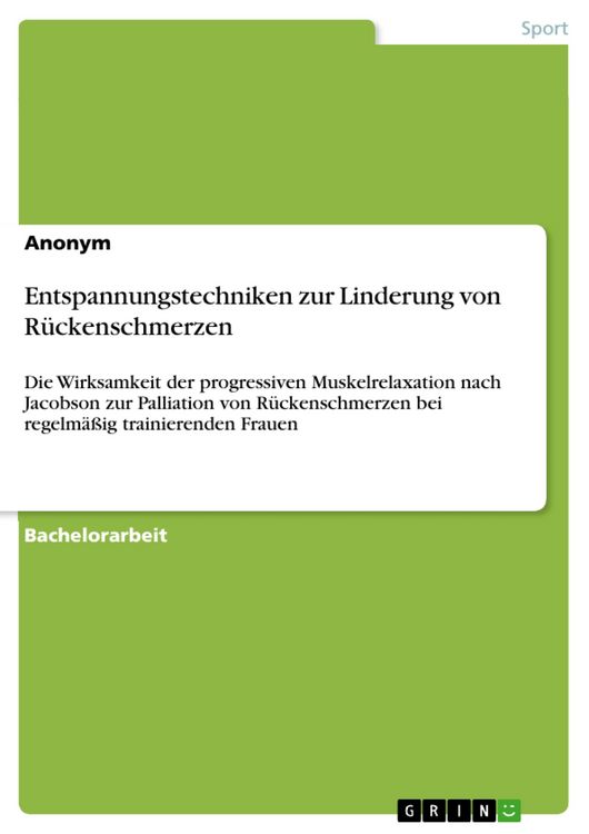 Produktbild: Entspannungstechniken zur Linderung von R&uuml;ckenschmerzen