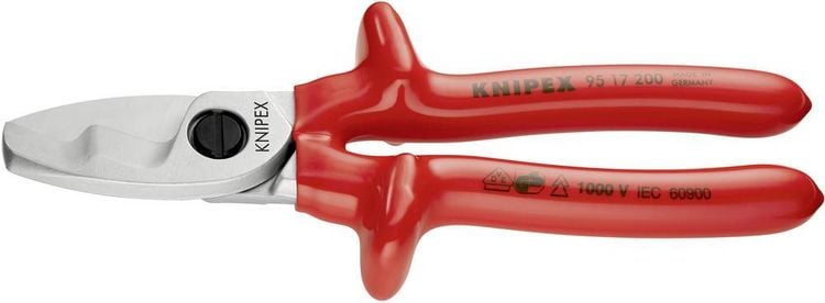Produktbild: Knipex 95 17 200 Kabelschere Geeignet f&uuml;r (Abisoliertechnik) Alu- und Kupferkabel, ein- und mehrdr&auml;htig 20 mm 70 mm&sup2; 0
