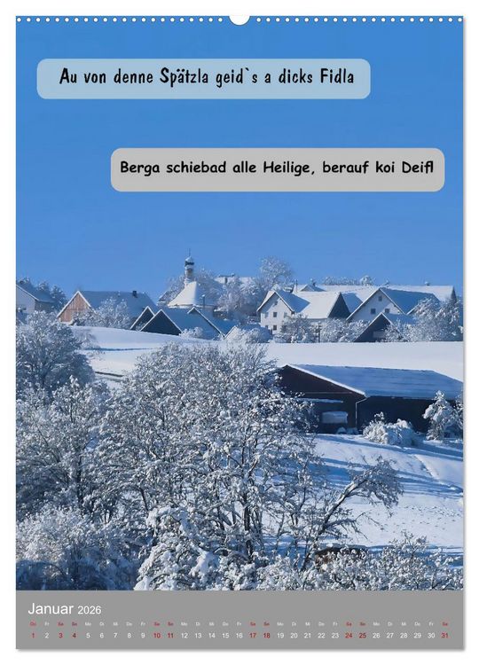 Produktbild: Schw&auml;bische Sprichw&ouml;rter Oifach g`redt (hochwertiger Premium Wandkalender 2026 DIN A2 hoch), Kunstdruck in Hochglanz