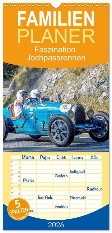 Produktbild: Familienplaner 2026 - Faszination Jochpassrennen mit 5 Spalten (Wandkalender, 21 x 45 cm) CALVENDO