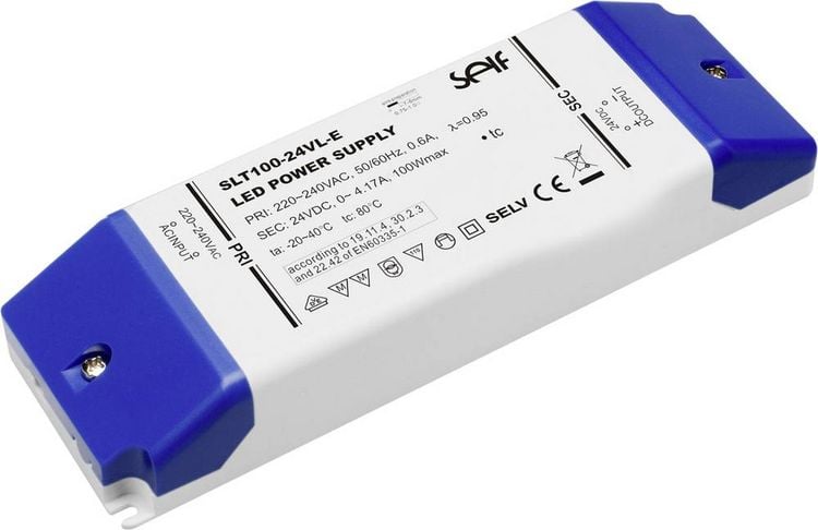Produktbild: Self Electronics SLT100-12VL-E LED-Trafo Konstantspannung 100 W 0 - 8.33 A 12 V/DC nicht dimmbar, M&ouml;belzulassung, &Uuml;berlastschutz 1 St.