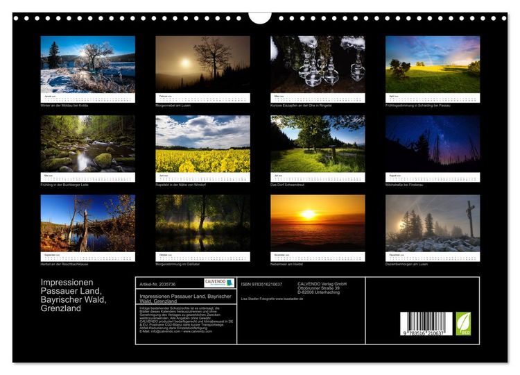 Produktbild: Impressionen Passauer Land, Bayrischer Wald, Grenzland (Wandkalender 2026 DIN A3 quer), CALVENDO Monatskalender