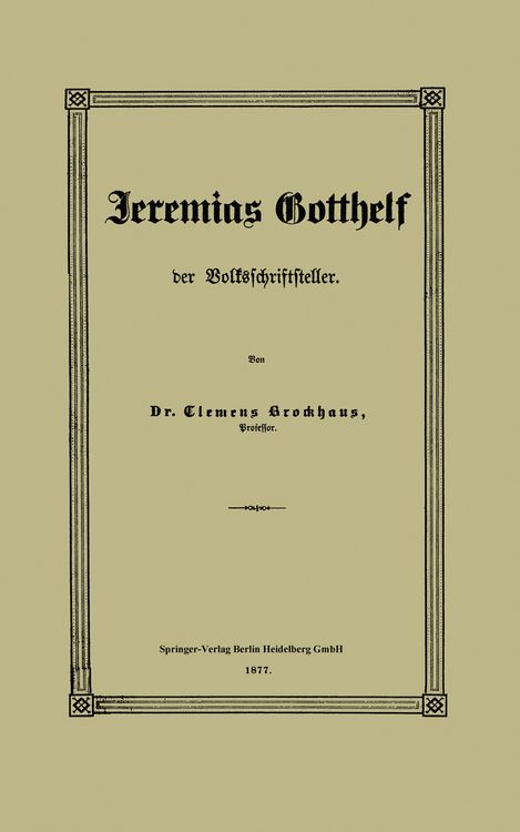 Produktbild: Jeremias Gotthelf der Volksschriftsteller
