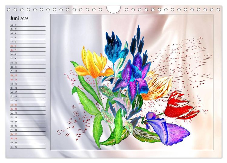 Produktbild: Blumen-Zeichnungen (Wandkalender 2026 DIN A4 quer), CALVENDO Monatskalender