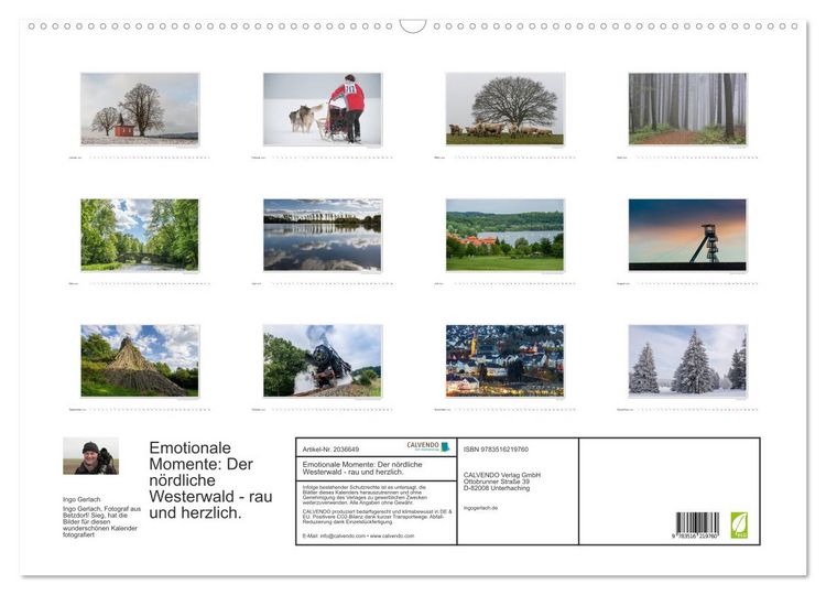 Produktbild: Emotionale Momente: Der n&ouml;rdliche Westerwald - rau und herzlich. (Wandkalender 2026 DIN A2 quer), CALVENDO Monatskalender