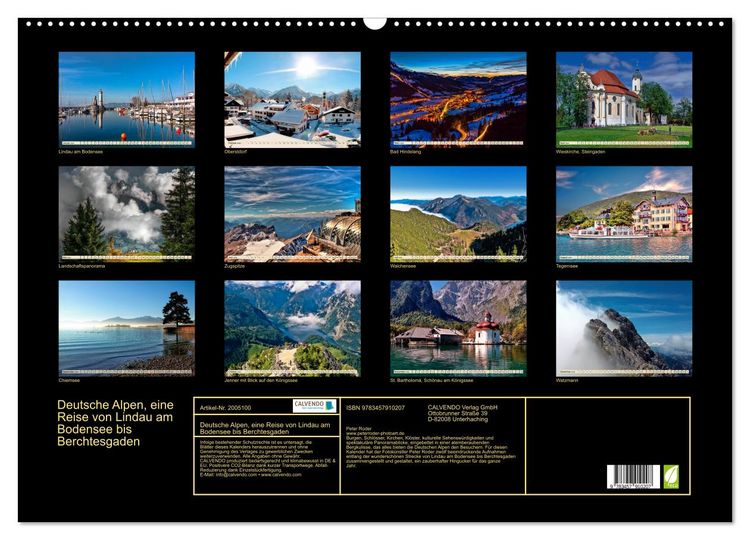 Produktbild: Deutsche Alpen, eine Reise von Lindau am Bodensee bis Berchtesgaden (Wandkalender 2026 DIN A2 quer), CALVENDO Monatskalender