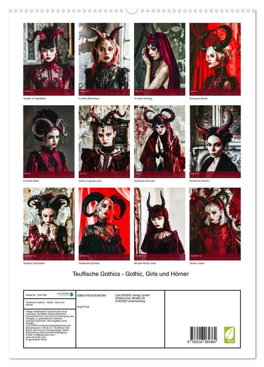 Produktbild: Teuflische Gothics - Gothic, Girls und H&ouml;rner (hochwertiger Premium Wandkalender 2026 DIN A2 hoch), Kunstdruck in Hochglanz