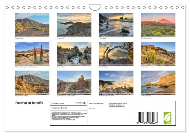 Produktbild: Faszination Teneriffa (Wandkalender 2027 DIN A4 quer), CALVENDO Monatskalender