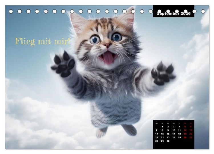 Produktbild: Katzen k&ouml;nnen alles, au&szlig;er traurig. (Tischkalender 2026 DIN A5 quer), CALVENDO Monatskalender