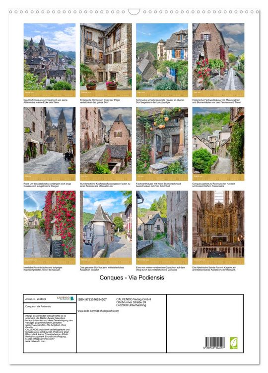 Produktbild: Conques - Via Podiensis (Wandkalender 2026 DIN A2 hoch), CALVENDO Monatskalender