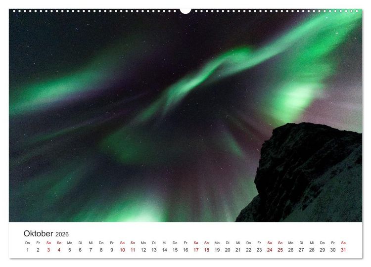 Produktbild: Polarlichter - Einzigartige Himmelsph&auml;nomene im Norden (Wandkalender 2026 DIN A2 quer), CALVENDO Monatskalender