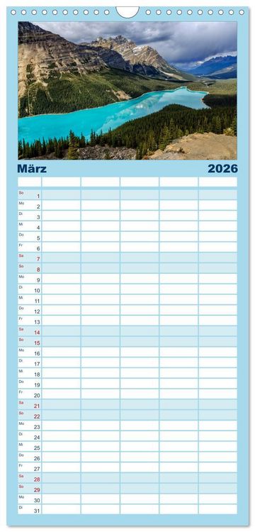 Produktbild: Familienplaner 2026 - West-Kanada mit 5 Spalten (Wandkalender, 21 x 45 cm) CALVENDO