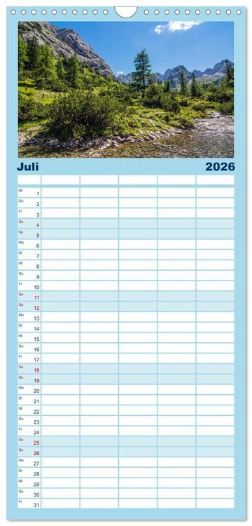 Produktbild: Familienplaner 2026 - Naturparadies Zugspitzarena mit 5 Spalten (Wandkalender, 21 x 45 cm) CALVENDO