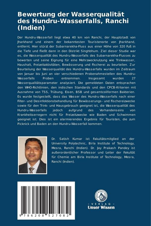 Produktbild: Bewertung der Wasserqualit&auml;t des Hundru-Wasserfalls, Ranchi (Indien)