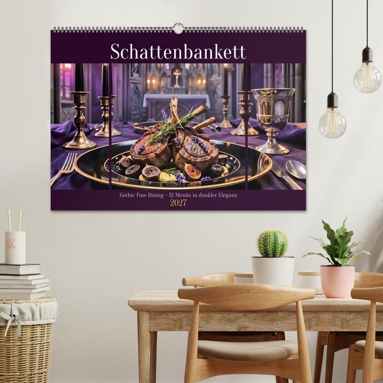 Produktbild: Schattenbankett - Gothic Fine Dining &ndash; 12 Men&uuml;s in dunkler Eleganz (Wandkalender 2027 DIN A2 quer), CALVENDO Monatskalender