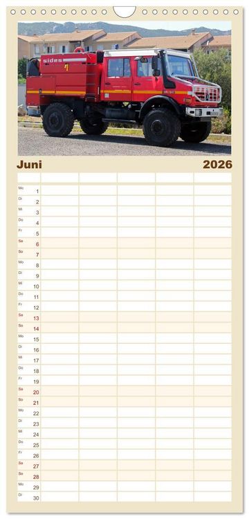 Produktbild: Familienplaner 2026 - Unimog bei der Feuerwehr mit 5 Spalten (Wandkalender, 21 x 45 cm) CALVENDO
