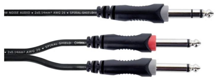 Produktbild: Cordial 14877 Klinke Audio Y-Adapter [1x Klinkenstecker 6.3mm (stereo) - 2x Klinkenstecker 6.3mm (mono)] 1.50m Schwarz PVC-Mantel