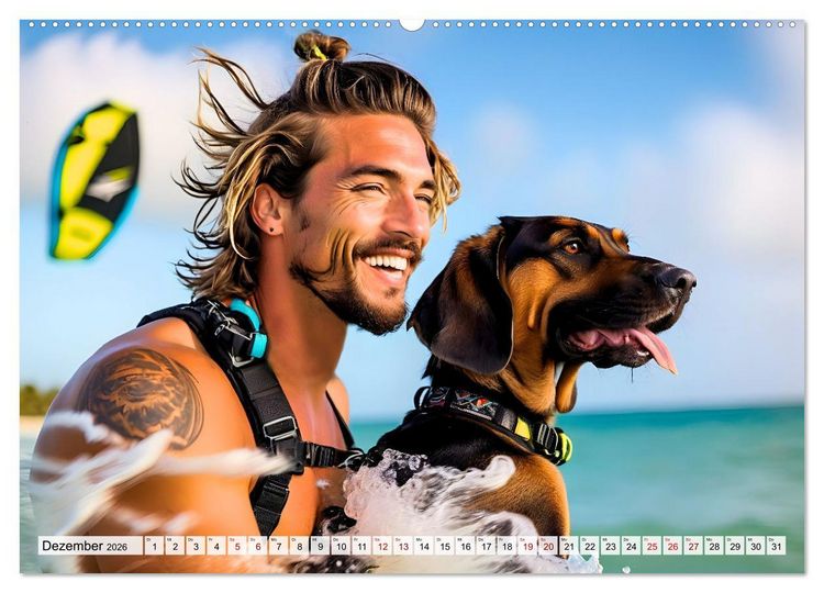 Produktbild: Bellen in den Wellen - Badespa&szlig; mit Hund (Wandkalender 2026 DIN A2 quer), CALVENDO Monatskalender