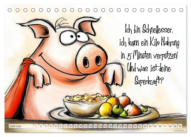 Produktbild: Saugute Schweinespr&uuml;che (Tischkalender 2026 DIN A5 quer), CALVENDO Monatskalender