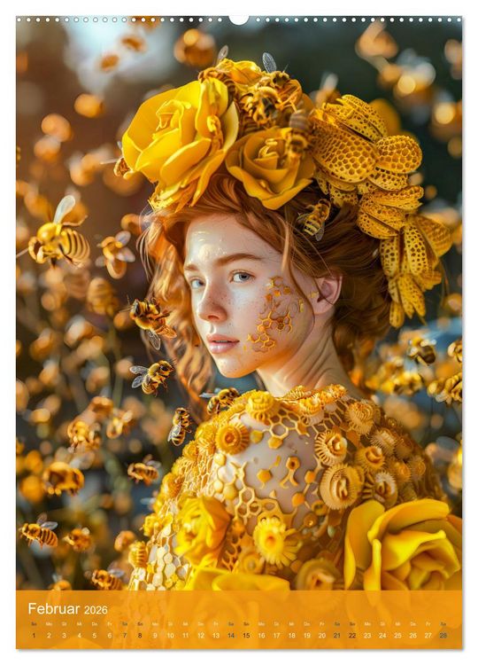 Produktbild: Bienenk&ouml;nigin - Goldene Harmonie von Sch&ouml;nheit, Honig und Bienen (hochwertiger Premium Wandkalender 2026 DIN A2 hoch), Kunstdruck in Hochglanz