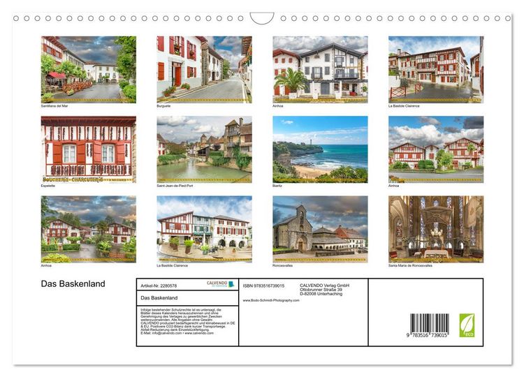 Produktbild: Das Baskenland (Wandkalender 2026 DIN A3 quer), CALVENDO Monatskalender